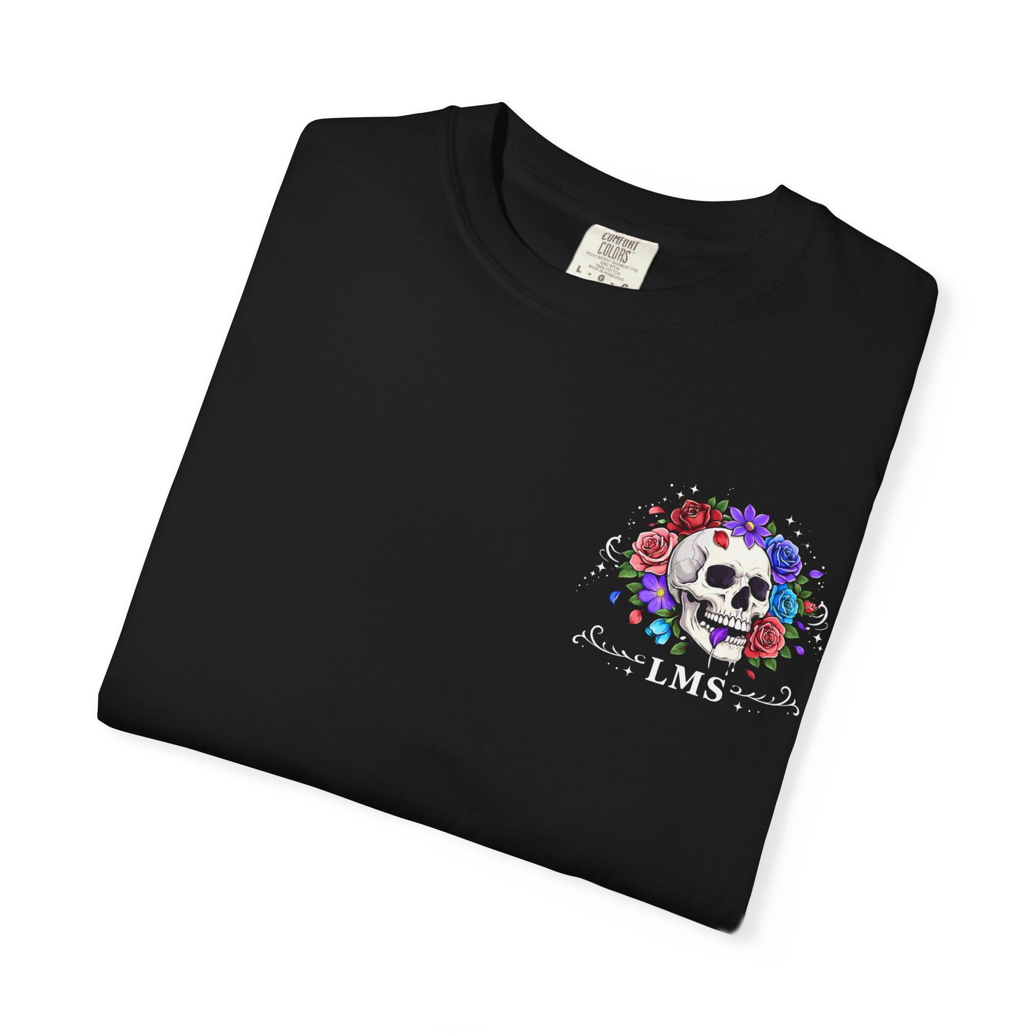 Floral Skull T-Shirt — Colorful Rose & Skull Graphic Tee