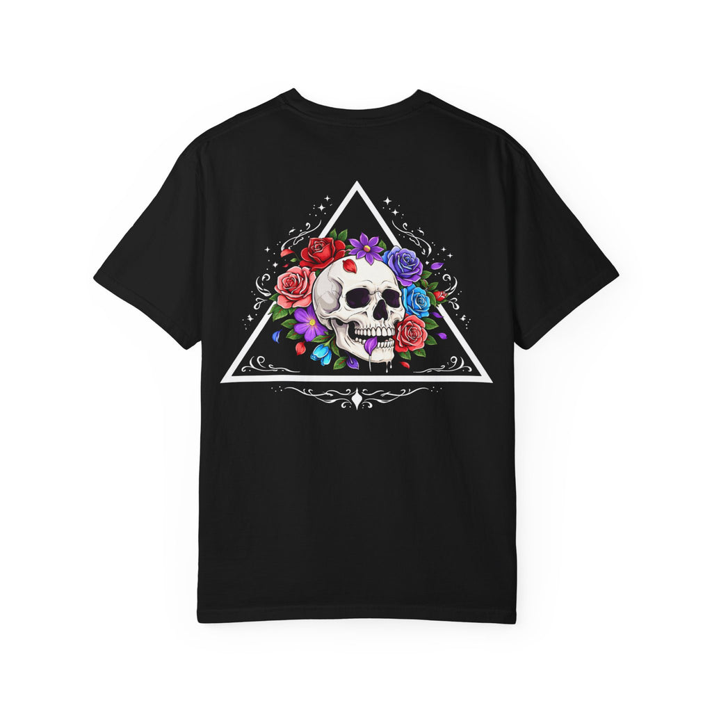 Floral Skull T-Shirt — Colorful Rose & Skull Graphic Tee