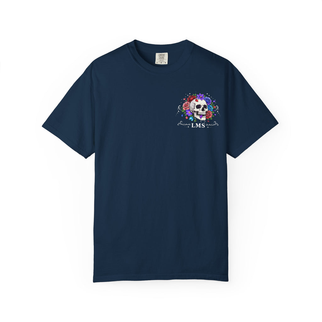 Floral Skull T-Shirt — Colorful Rose & Skull Graphic Tee