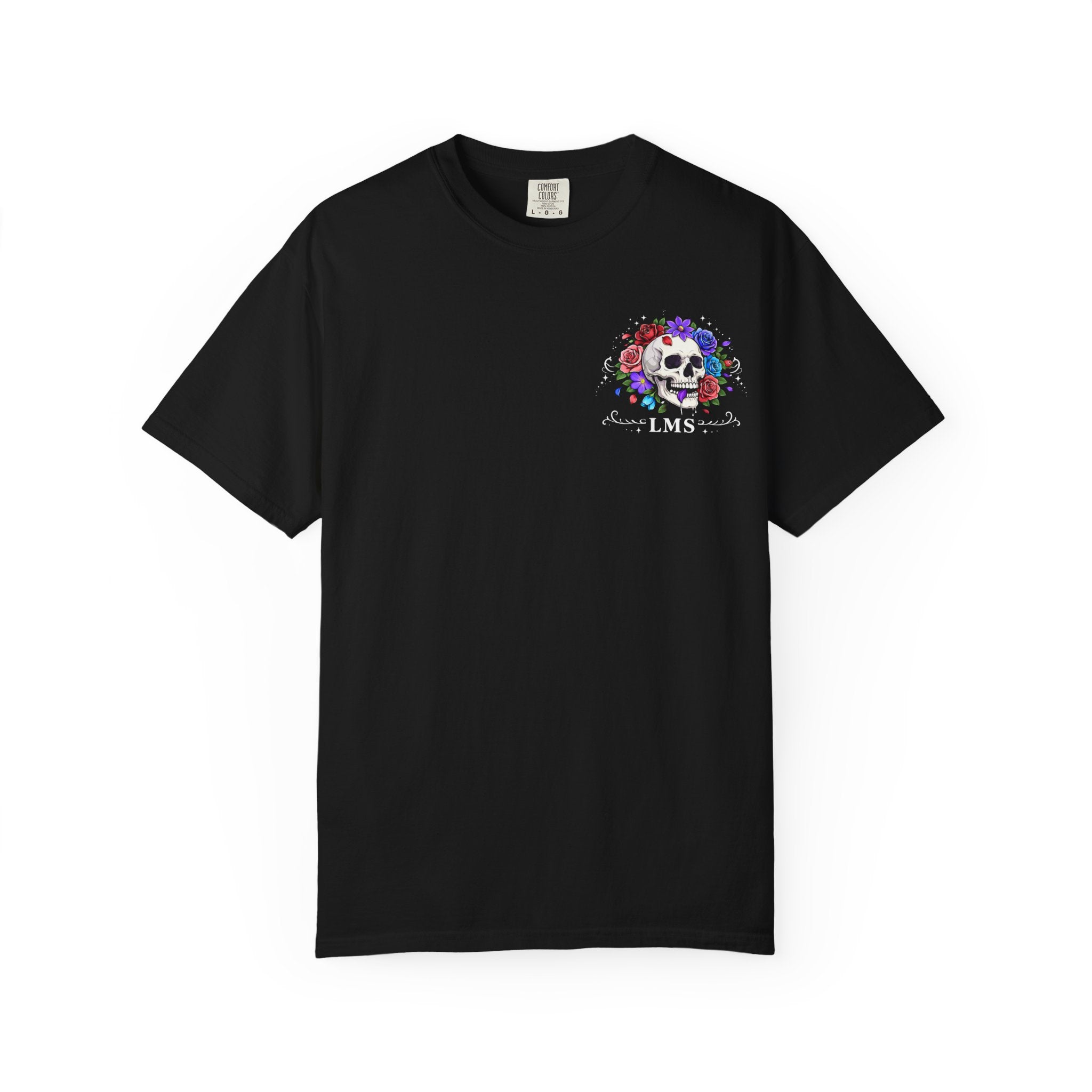 Floral Skull T-Shirt — Colorful Rose & Skull Graphic Tee
