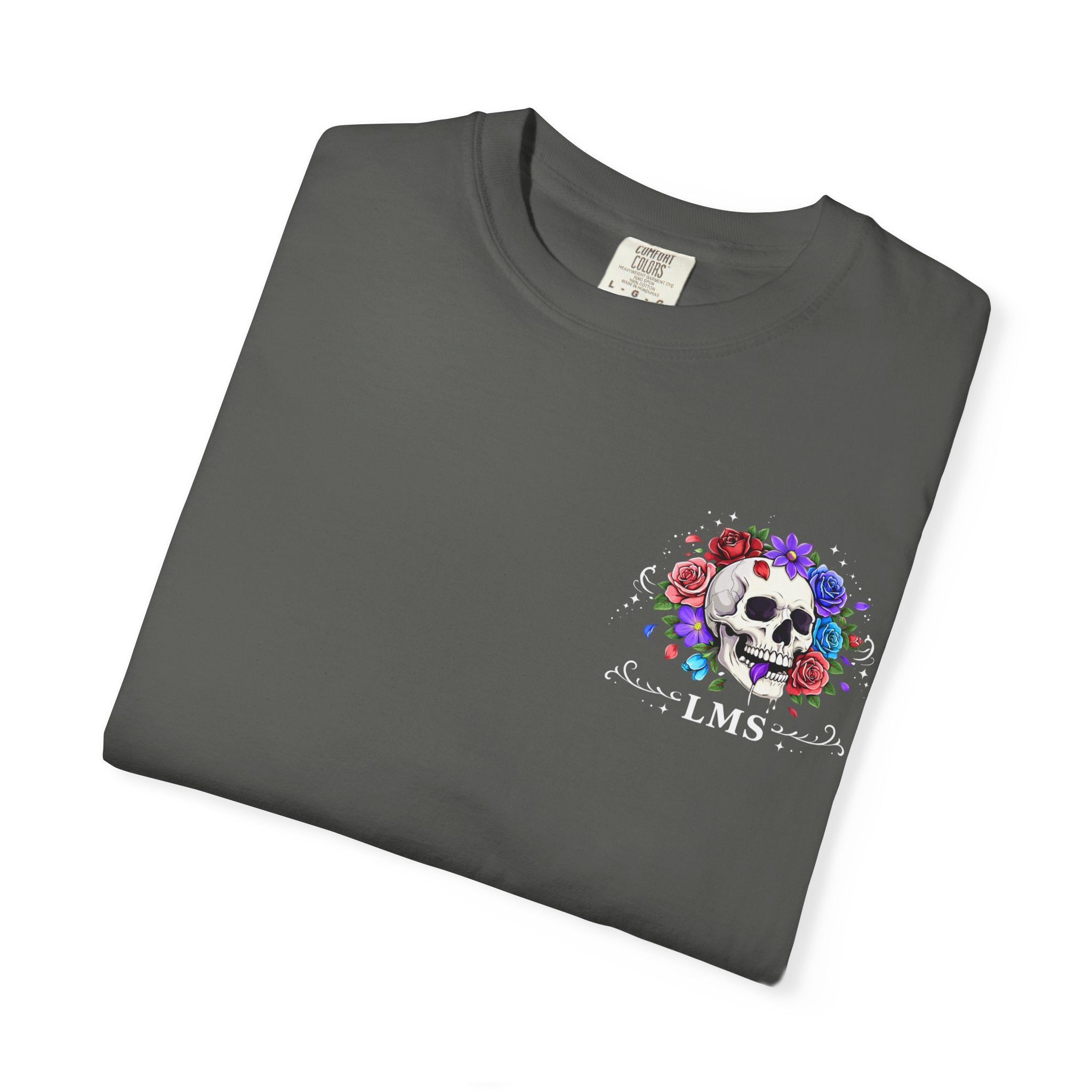 Floral Skull T-Shirt — Colorful Rose & Skull Graphic Tee