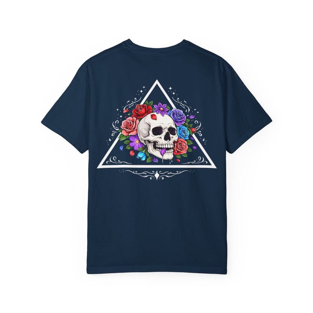 Floral Skull T-Shirt — Colorful Rose & Skull Graphic Tee