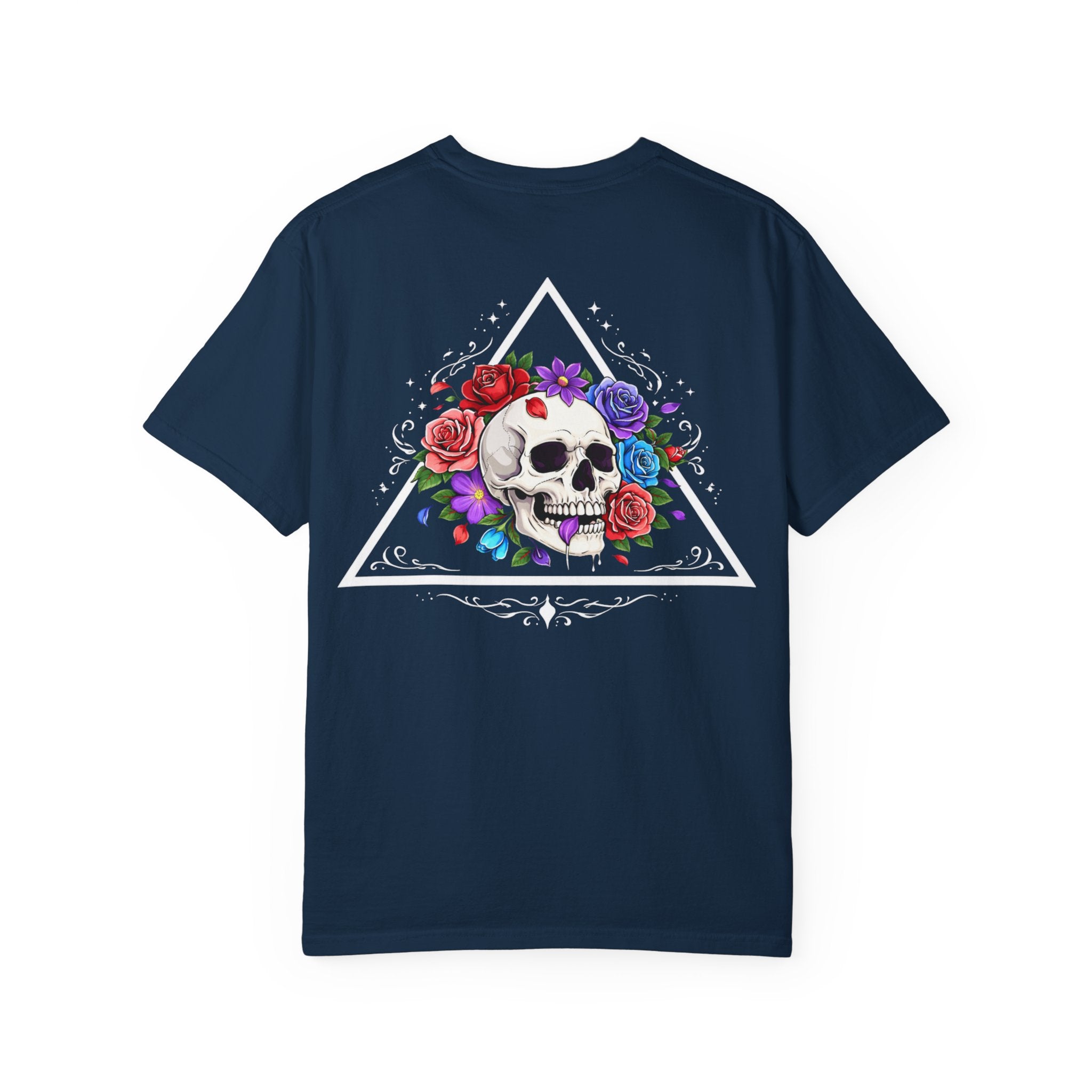 Floral Skull T-Shirt — Colorful Rose & Skull Graphic Tee